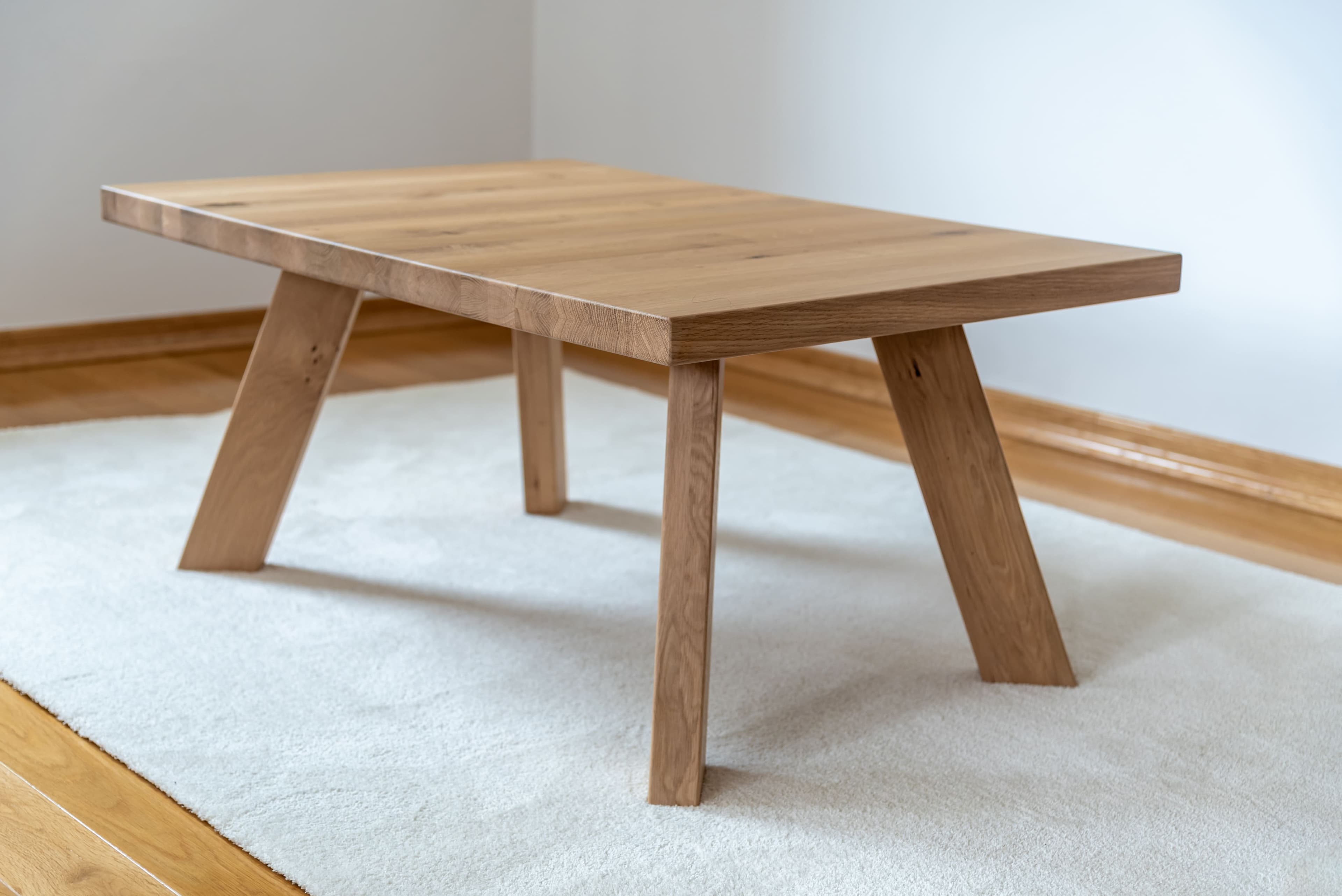 Thick wooden table in the room