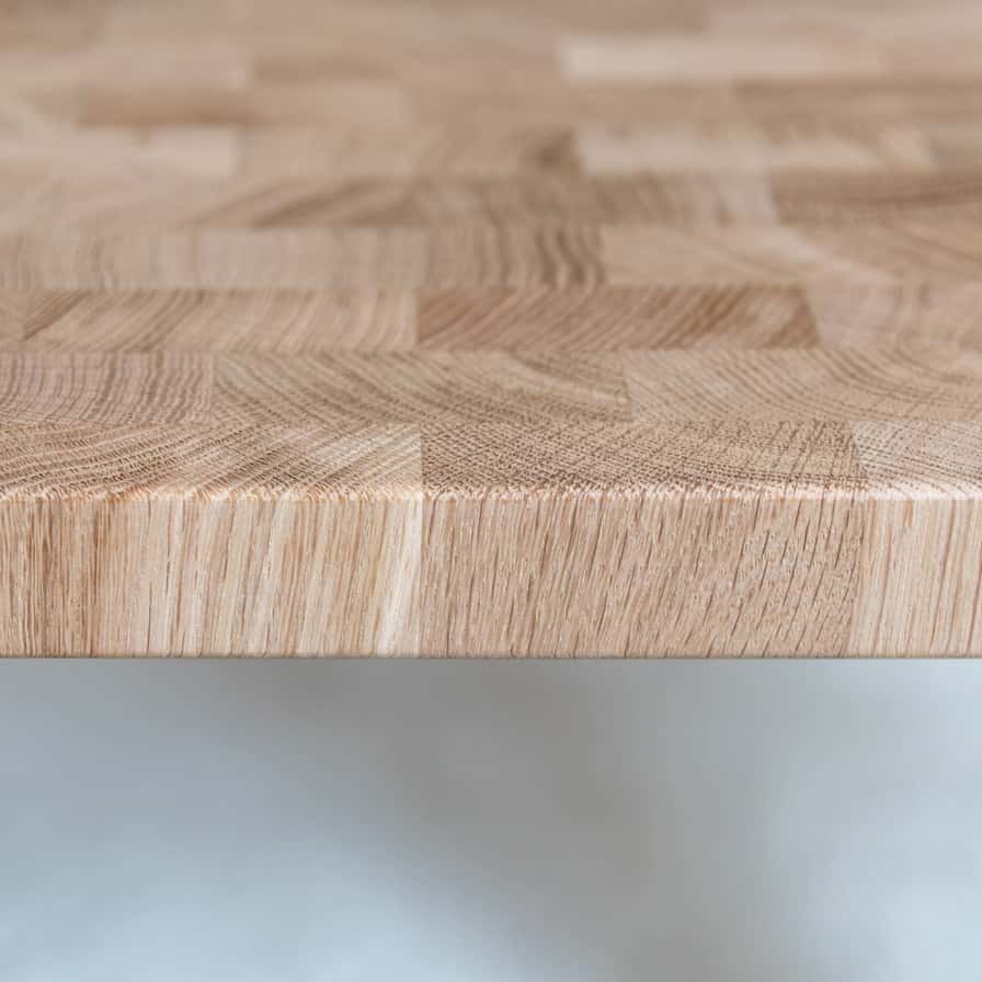 Close-up of a solid oak glued panel